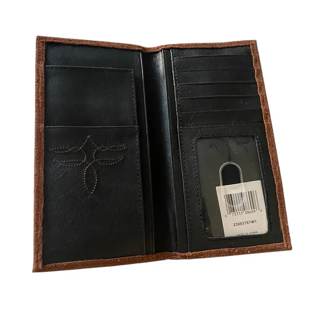 NWT Men’s JUSTIN RODEO SUEDE LEATHER RFID WALLET WITH GEOMETRIC TRIM 23093767W1